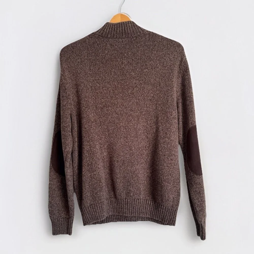 Chaps Elbow Patch Brown Sweater Mens Large Ivy League Preppy Heritage Academia